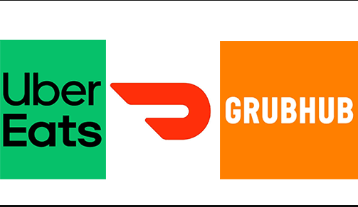 DoorDash, Uber Eats and Grubhub logos — platforms consolidated into Clover